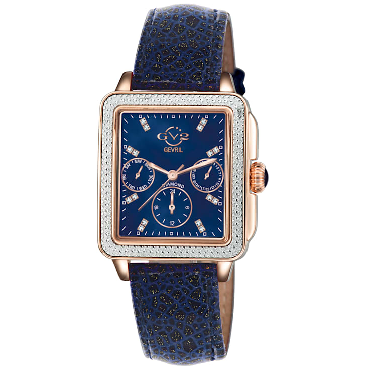 GV2 Bari Multi Women's Blue Dial Blue Sparkle Leather Watch