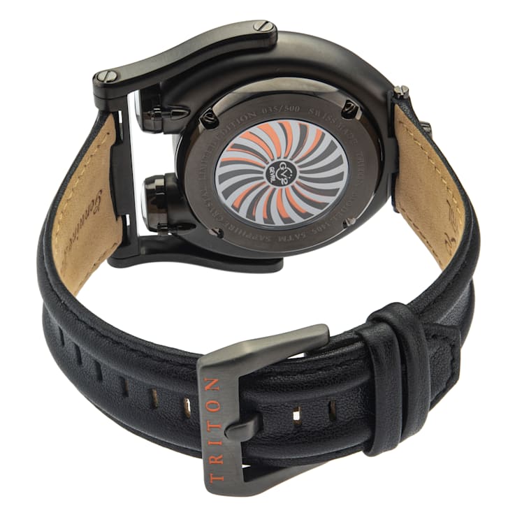 GV2 3405 Triton Men's Gun Dial Calfskin Leather Watch