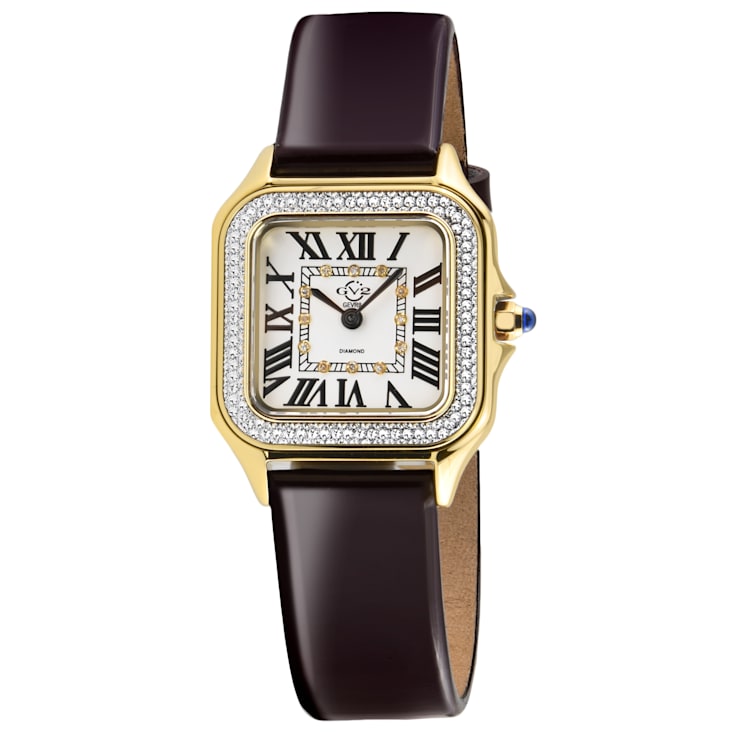 GV2 Milan Women's Silver Dial Burgundy strap watch