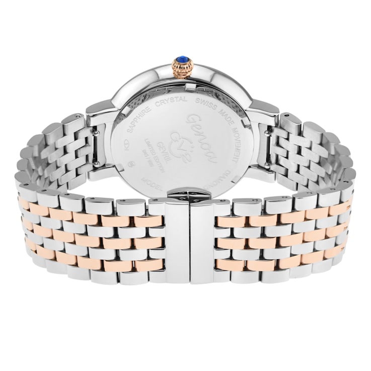 GV2 Women's Genoa White MOP Dial, Stainless Steel Diamond Watch