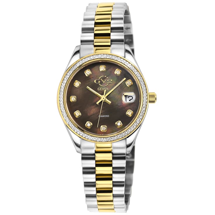 GV2 Women's Turin Diamond, Chocolate Brown  MOP Dial, Two toned IPYG
Stainless Steel Watch