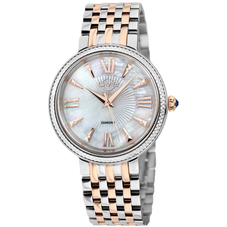 GV2 Women's Genoa White MOP Dial, Stainless Steel Diamond Watch