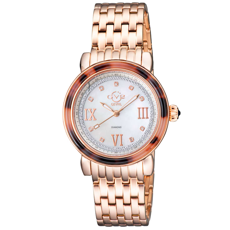 GV2 9853B Women's Marsala Tortoise Swiss Quartz Diamond Watch