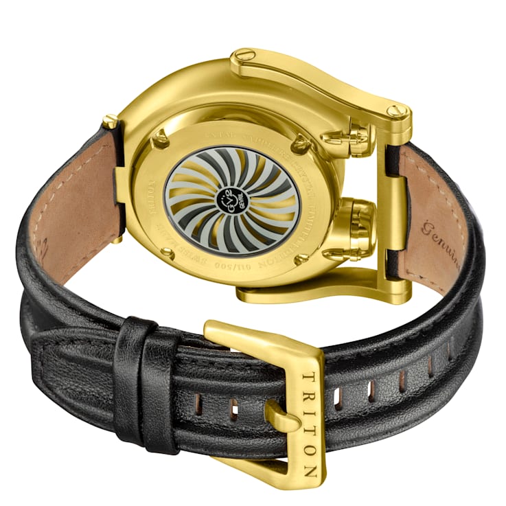 GV2 Triton Men s Black Dial Calfskin Leather Watch 12YWWA