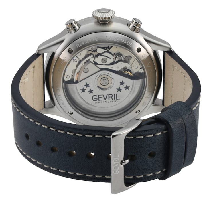 Gevril Men's Vaughn 316L Stainless Steel Case, Blue Dial, Genuine St.
Kigaly Blue Leather Watch
