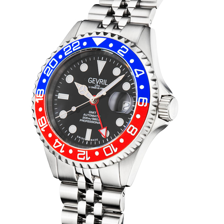 Gevril Men s 4952B Wall Street Swiss Automatic Ceramic Bezel Steel Date Watch 14DTHA