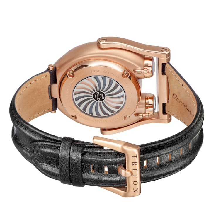 GV2 3402 Triton Men's Black Dial Calfskin Leather Watch