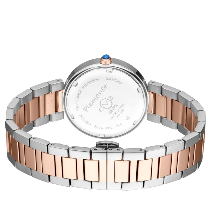 GV2 by Gevril Women's 14204B Piemonte Diamond Swiss Quartz IPRG Two-Tone Watch