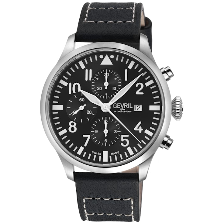 Gevril Men's Vaughn 316L Stainless Steel Case, Black Dial, Genuine Black
St. Kigaly  Leather Watch