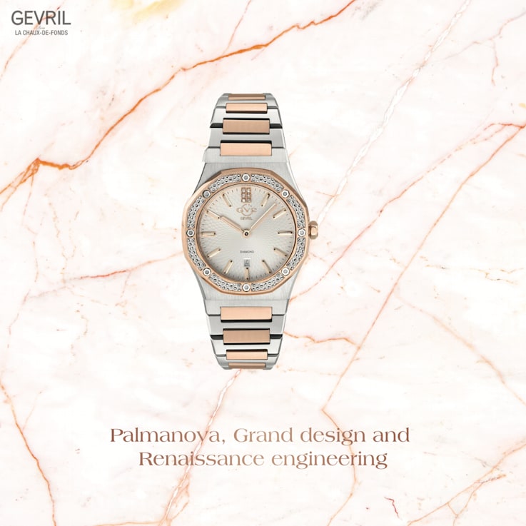 Gv2 By Gevril Women's 12703 Palmanova Diamond Stainless Steel Date Swiss Watch