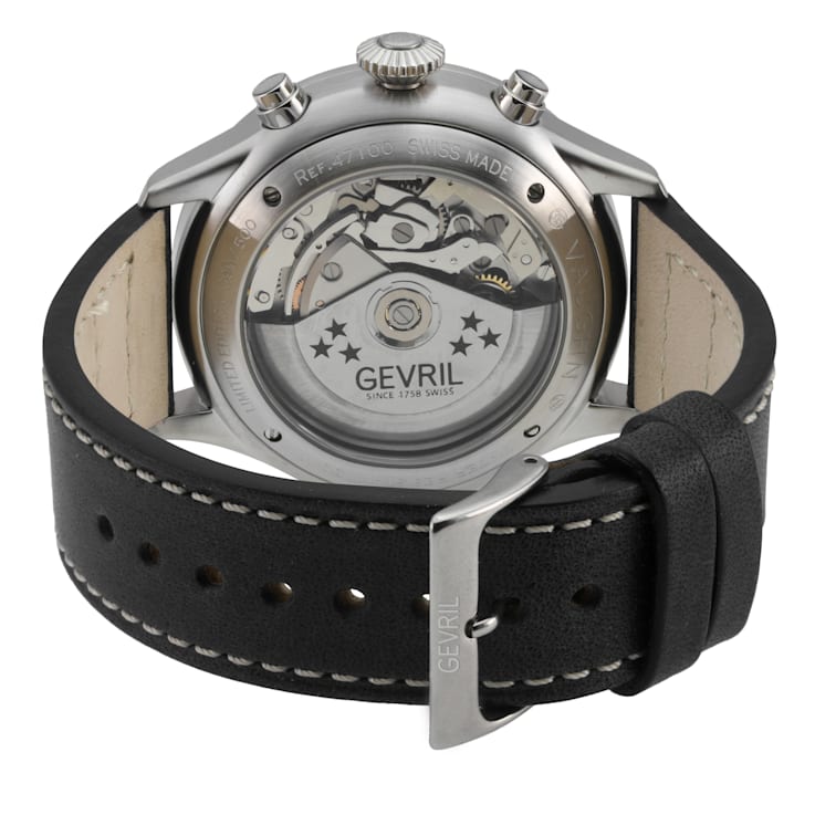Gevril Men's Vaughn 316L Stainless Steel Case, Black Dial, Genuine Black
St. Kigaly  Leather Watch