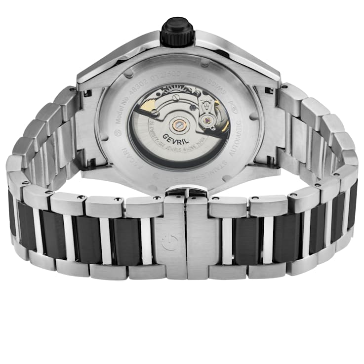 Gevril Men's Ascari Automatic Watch SS Case, Top ring in Black Forged
Carbon, SS lPYG Bracelet