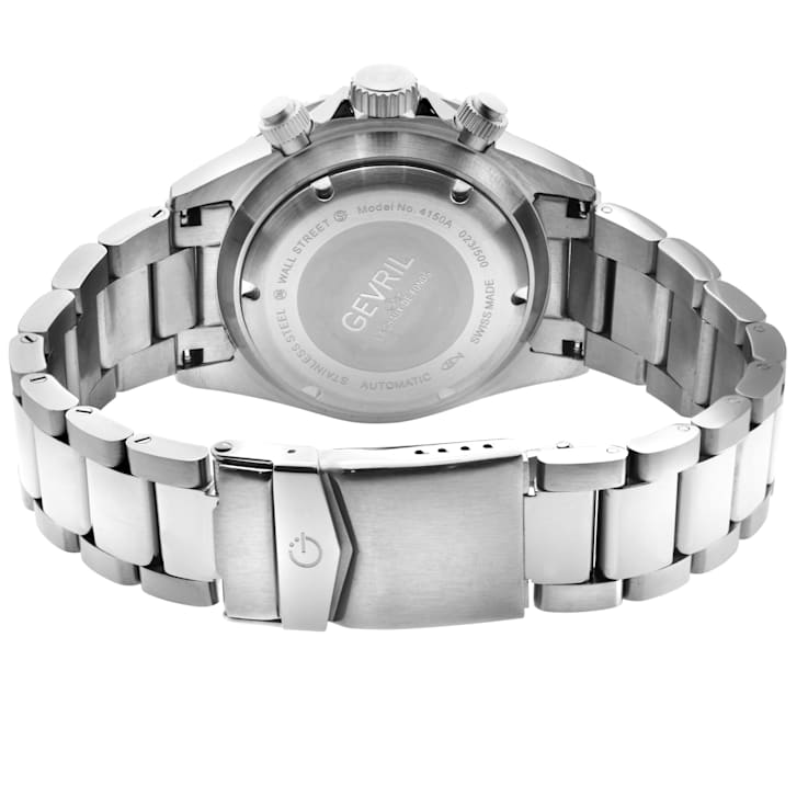 Gevril Men's Wall Street Chrono Blue Dial Blue Ceramic Bezel 316L
Stainless Steel Bracelet
