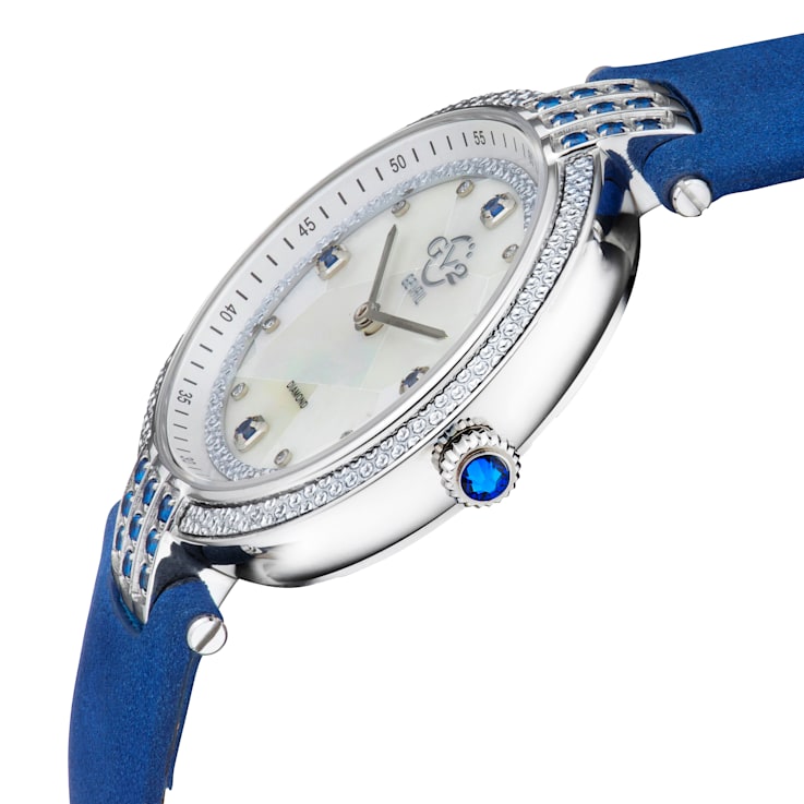 Gv2 By Gevril Women's 12801 Matera Diamonds MOP Dial Blue Suede Swiss
Quartz Wristwatch