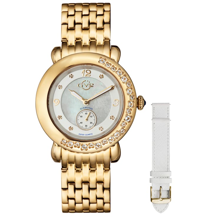 GV2 Marsala Gemstone Women s MOP Dial Stainless Steel Watch 11KWYA