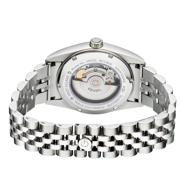 Gevril Men's Automatic West Village Blue Sunray Dial Stainless Steel Bracelet