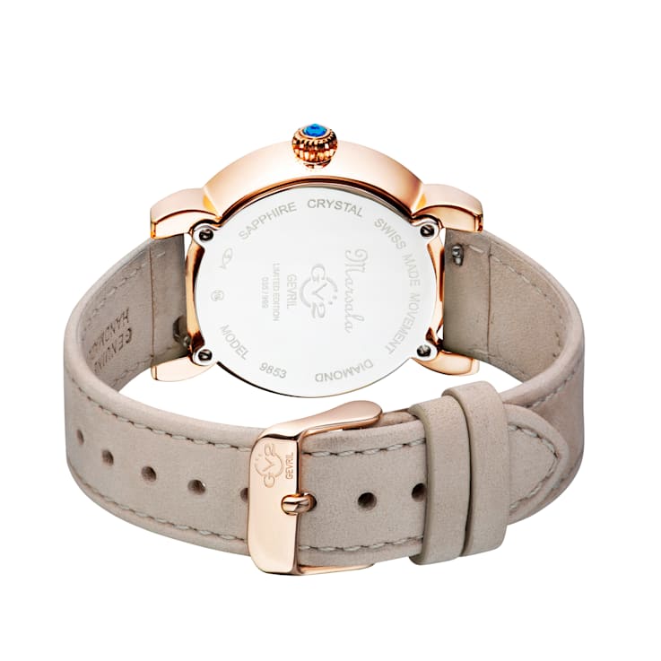 GV2 Women's Marsala Tortoise Mother Of Pearl Dial, Tan Suede Strap Watch