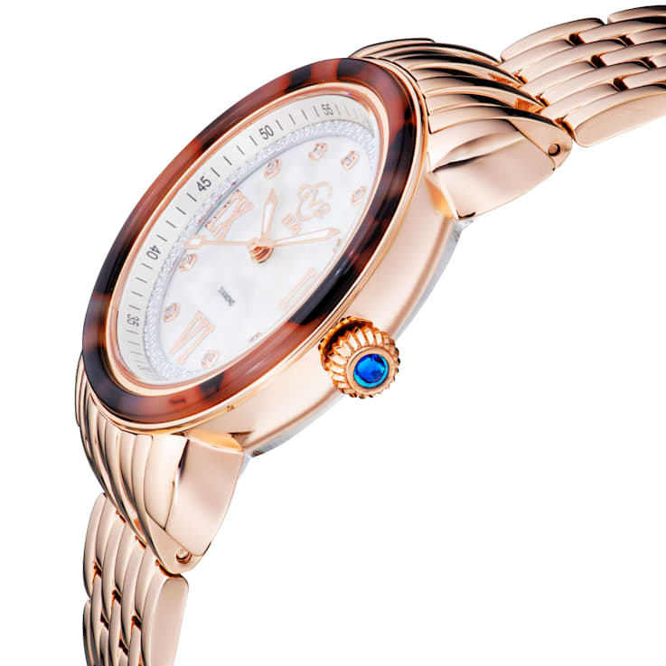 GV2 9853B Women's Marsala Tortoise Swiss Quartz Diamond Watch