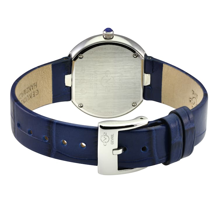 GV2 Arezzo Women's Diamond Watch,SS Case, Blue Dial, Genuine Italian
Handmade Blue Leather Strap