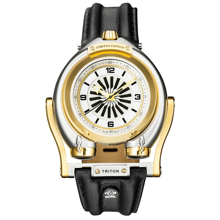 GV2 3403 Triton Men's Black Dial Calfskin Leather Watch