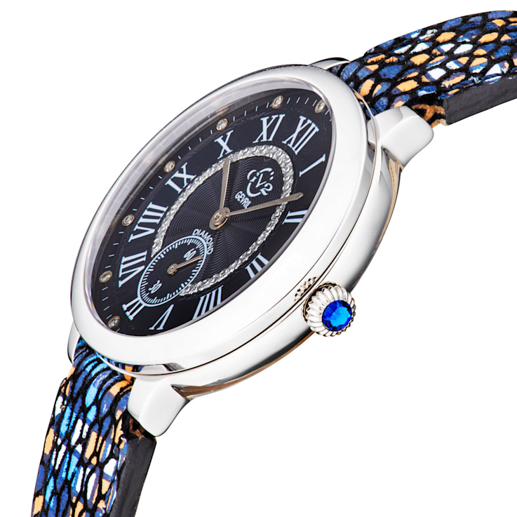 GV2 by Gevril Women's 12205S Rome Diamond Printed Leather Swiss Quartz Watch