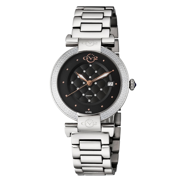 GV2 Berletta Women's Black Dial Stainless Steel Watch