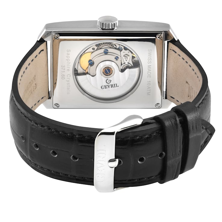 Gevril Men's Manhattanhenge Automatic Watch, Genuine Handmade Italian
Black Leather Strap