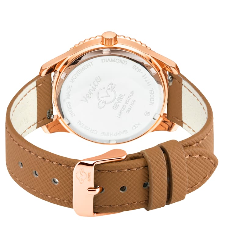 GV2 Venice Womens MOP Dial, Genuine Beige Saffiano Vegan Leather Strap