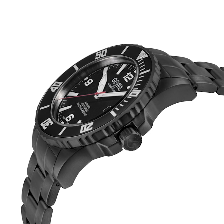 Gevril Men's Canal Street Stainless Steel Case, Black Dial, SS/IPBK Bracelet.