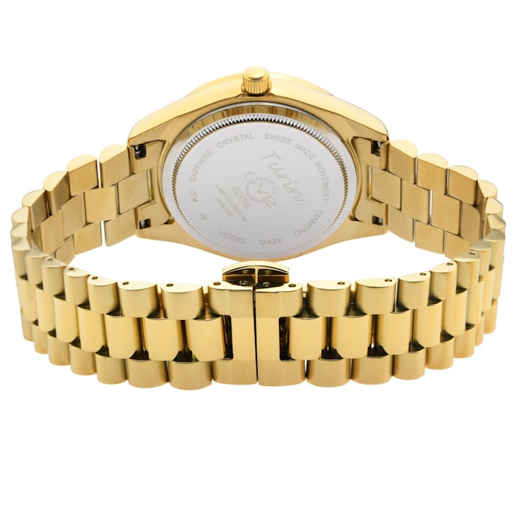 GV2 Women's Turin Diamond, White MOP Dial, IPYG Stainless Steel Watch