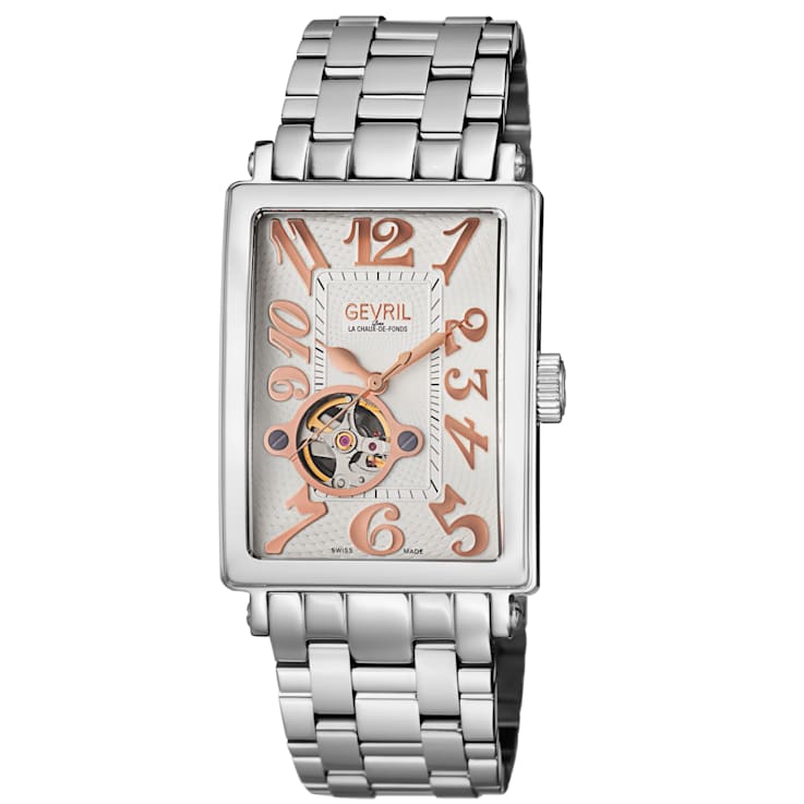 Gevril 5070B Men's Avenue of Americas Intravedere White Dial Stainless
Steel Watch
