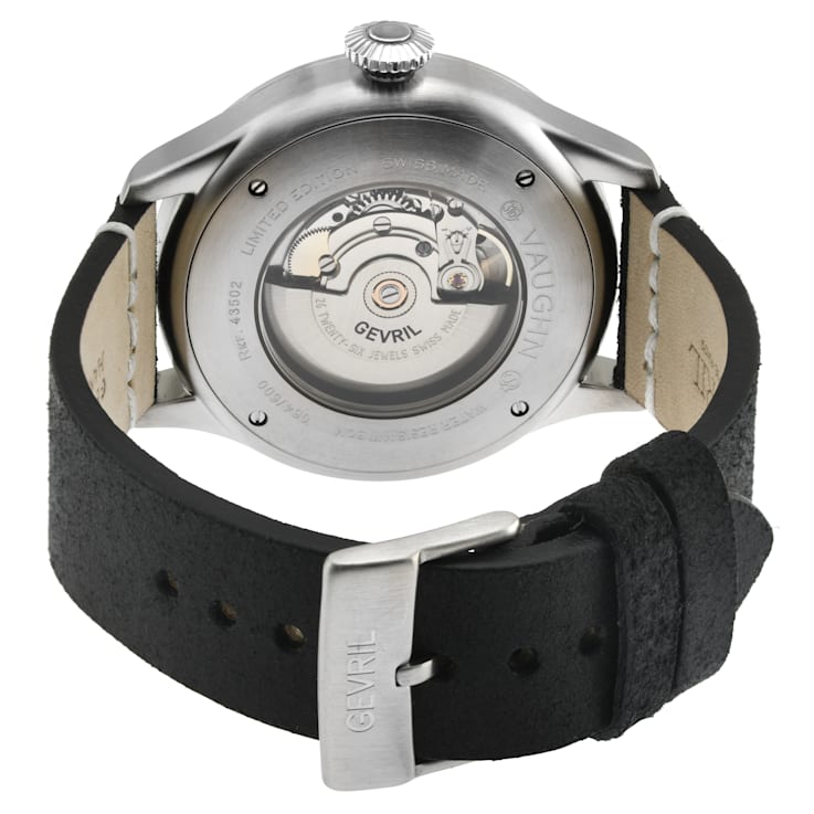 Gevril Men's Vaughn 43502 Swiss Automatic SW200 Sellita Movement Leather Watch