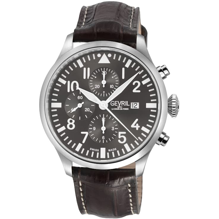 Gevril Men's Vaughn 316L Stainless Steel Case, Grey Dial, Genuine St.
Kigaly Brown Leather Watch