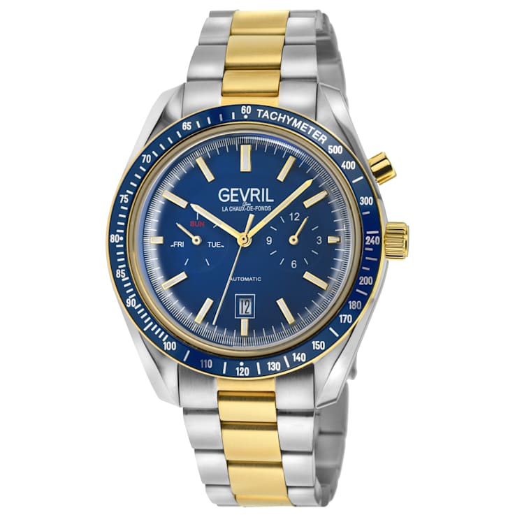 Gevril Men's Lenox Stainless Steel Blue Dial Automatic Watch