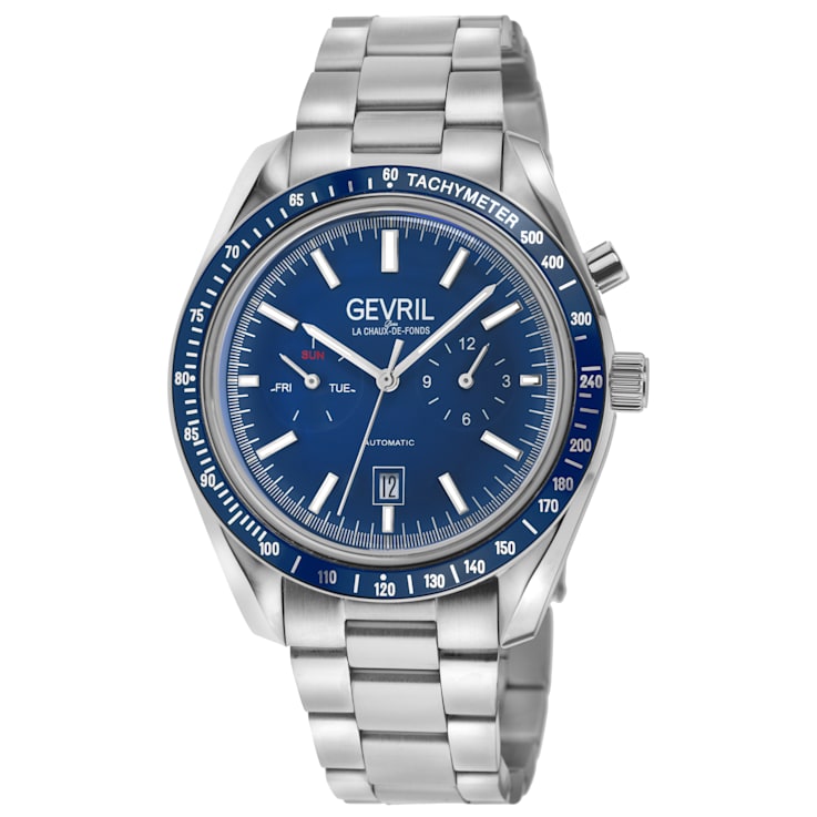 Gevril Men's Lenox Stainless Steel Blue Dial Automatic Watch