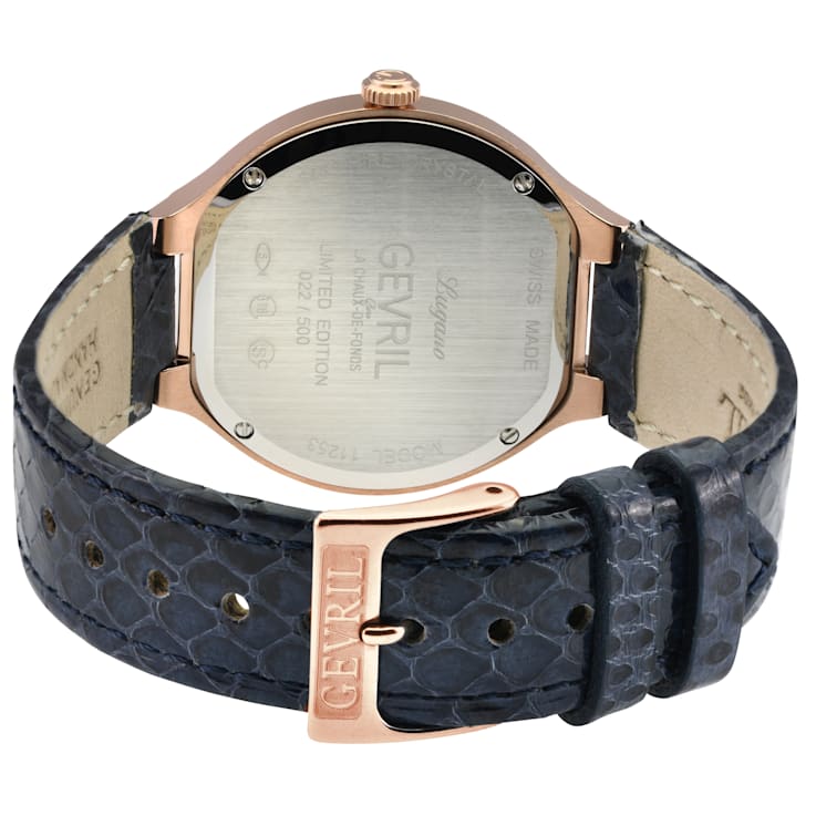 Gevril Women's Lugano Swiss Diamond Watch, Genuine Italian Handmade
Leather Strap