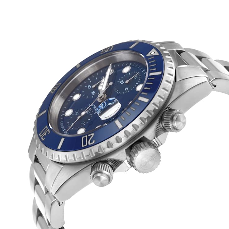 Gevril Men's Wall Street Chrono Blue Dial Blue Ceramic Bezel 316L
Stainless Steel Bracelet