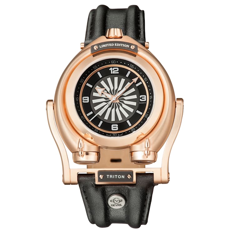 GV2 3402 Triton Men's Black Dial Calfskin Leather Watch