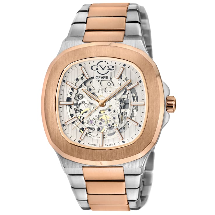 GV2 Automatic Men's Potente Two toned SS IPRG Bracelet Skeletal Watch