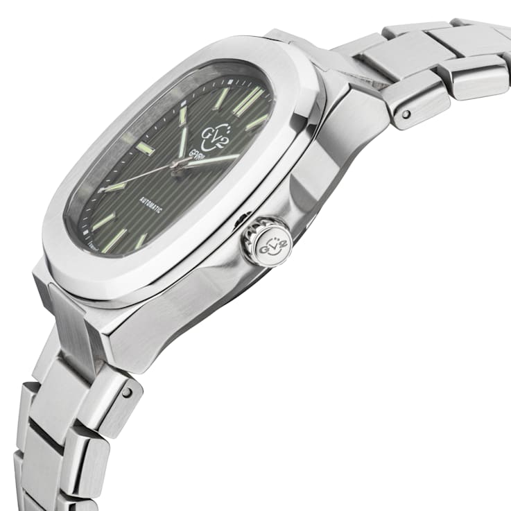 Gv2 By Gevril Men's 18107 Potente Swiss Automatic Olive Dial Steel Date Watch