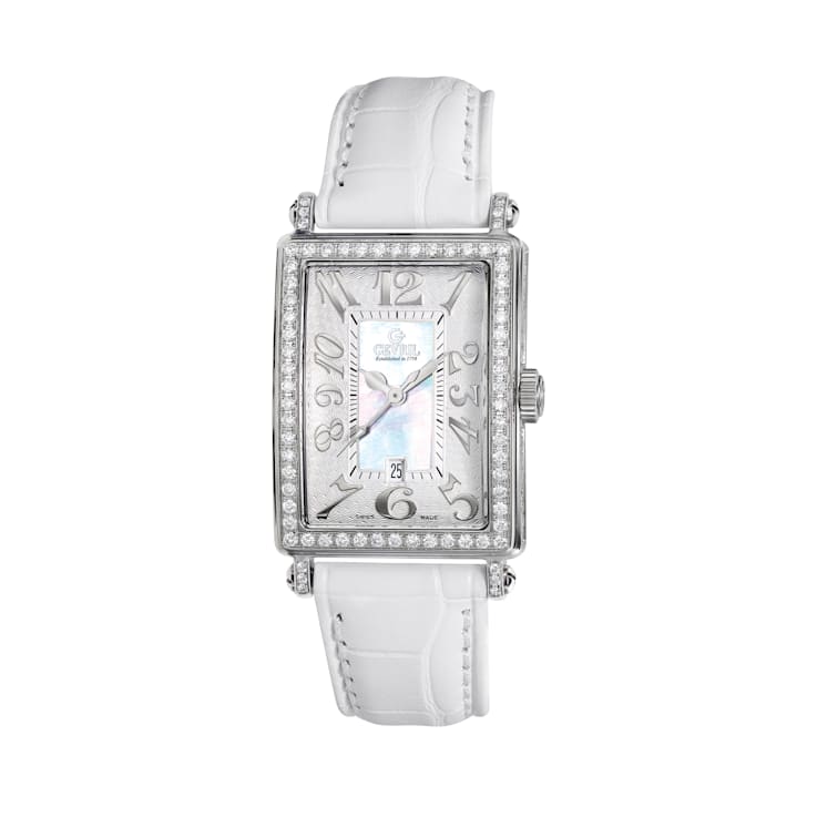 Gevril Women's Avenue of Americas Mini MOP Dial Leather Watch