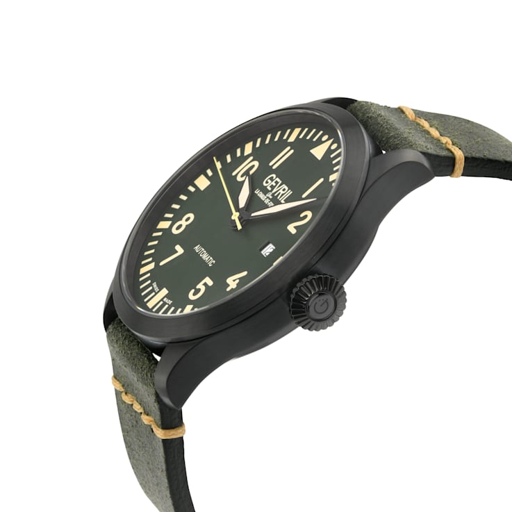 Gevril Men's Vaughn 43506 Swiss Automatic SW200 Sellita Movement Leather Watch