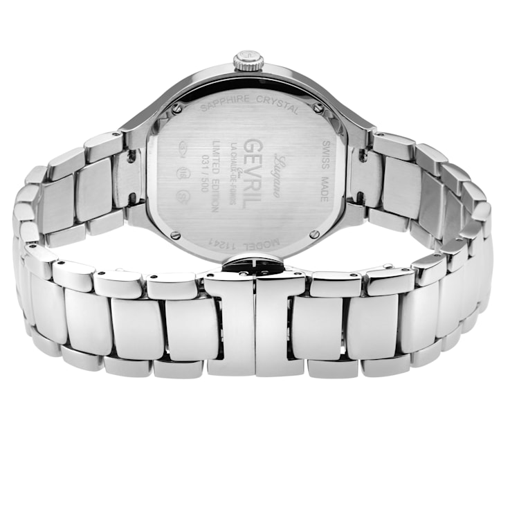 Gevril Women's Lugano Swiss Diamond Watch, Stainless Steel Bracelet Watch