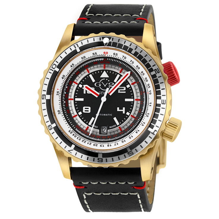 GV2 Contasecondi Men's Yellow Gold case Calfskin Leather Watch