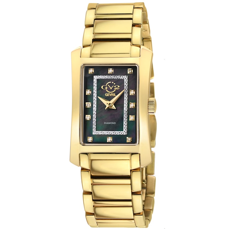 GV2 Womens Luino Diamond Black MOP Dial, 316L Stainless Steel IPYG Watch