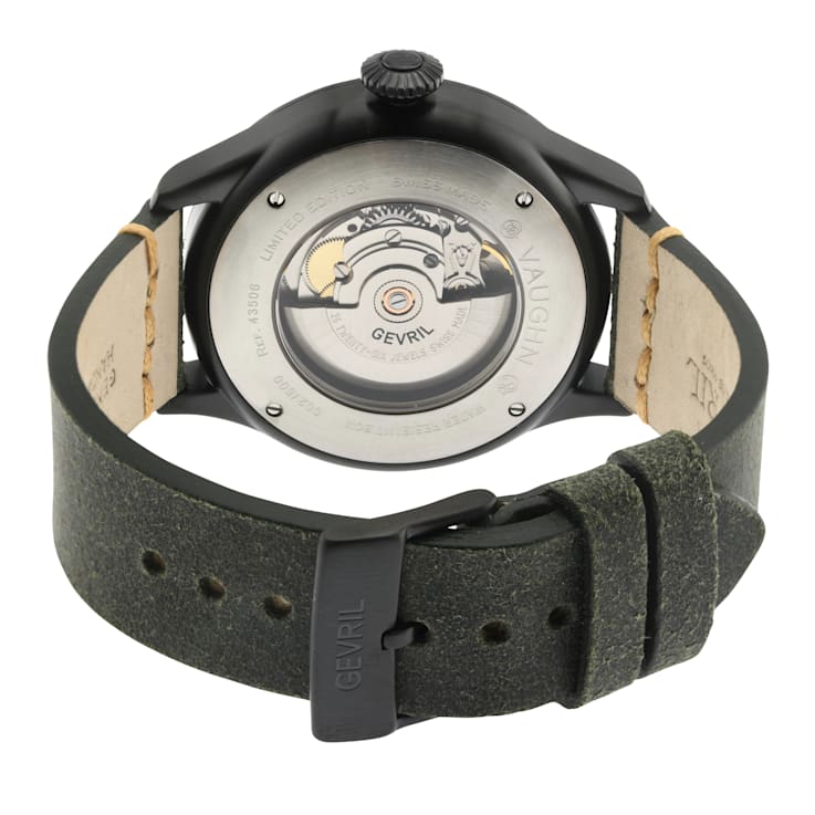 Gevril Men's Vaughn 43506 Swiss Automatic SW200 Sellita Movement Leather Watch