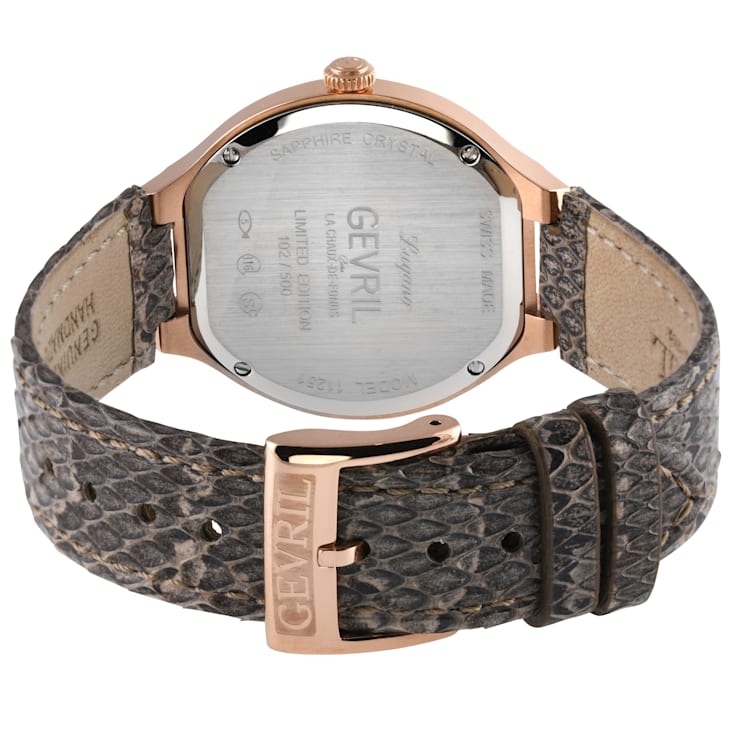 Gevril Women's Lugano Swiss Diamond Watch, Genuine Italian Handmade
Leather Strap