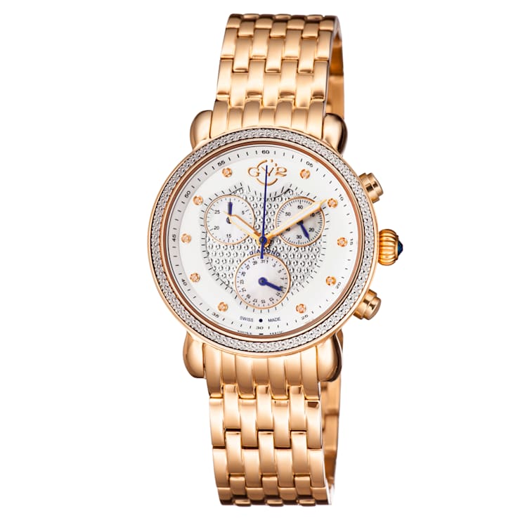 GV2 Marsala Chrono Pave Women's White Dial Stainless steel Watch