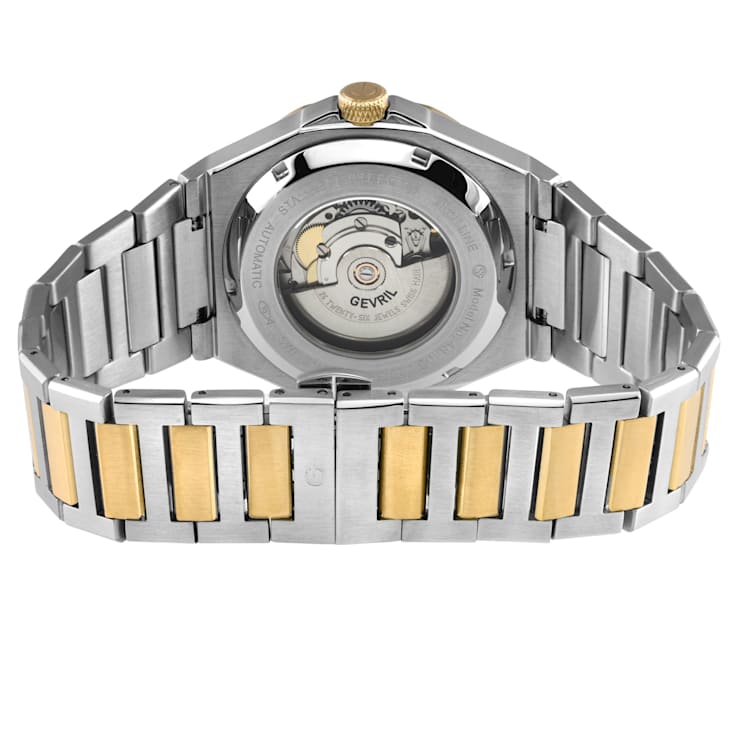 Gevril Men's High Line Automatic Watch SS Case, Black Sapphire Crystal
Top Ring, SS/IPYG  Bracelet