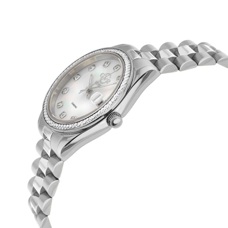 GV2 Women's Turin Diamond, White MOP DIal, Stainless Steel Watch